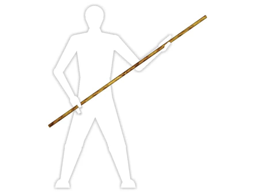 Okinawan kobudo practitioner wielding a six-foot bo staff