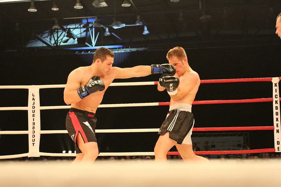 Kickboxer in fighting stance