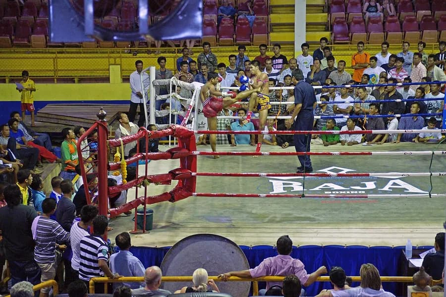 Muay Thai fighters in the clinch