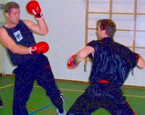 Sanda fighter in training